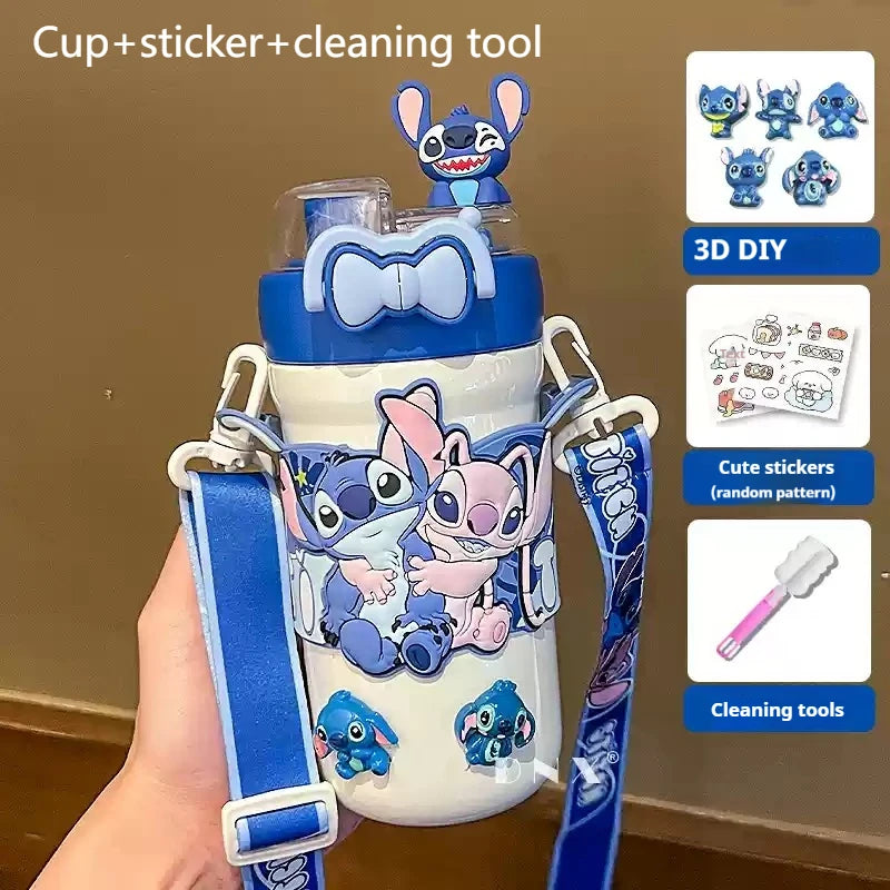 Termo Con Asa y Accesorios Stitch 600ML