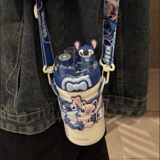 Termo Con Asa y Accesorios Stitch 600ML