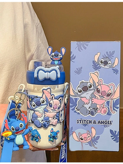 Termo Con Asa y Accesorios Stitch 600ML