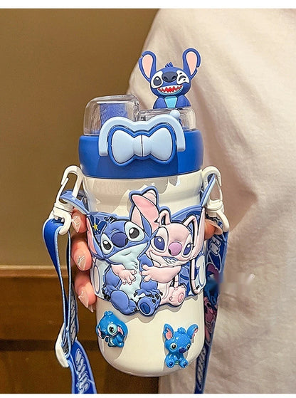 Termo Con Asa y Accesorios Stitch 600ML