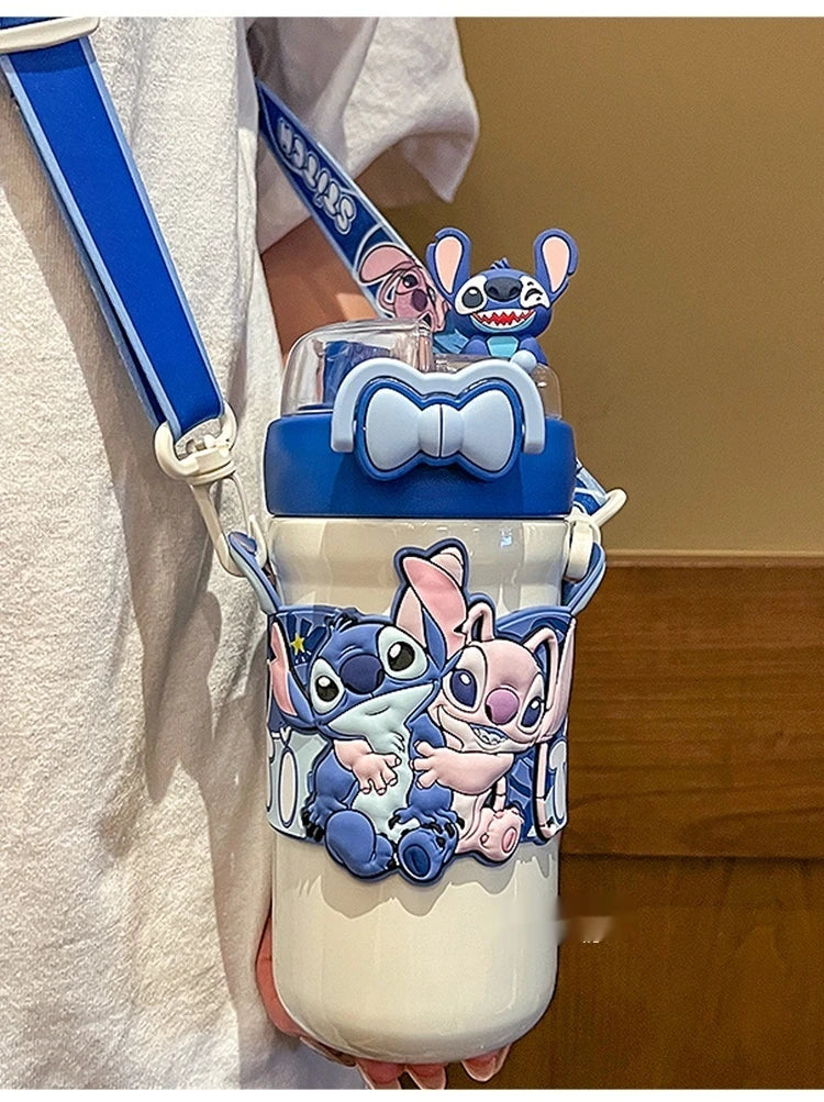 Termo Con Asa y Accesorios Stitch 600ML