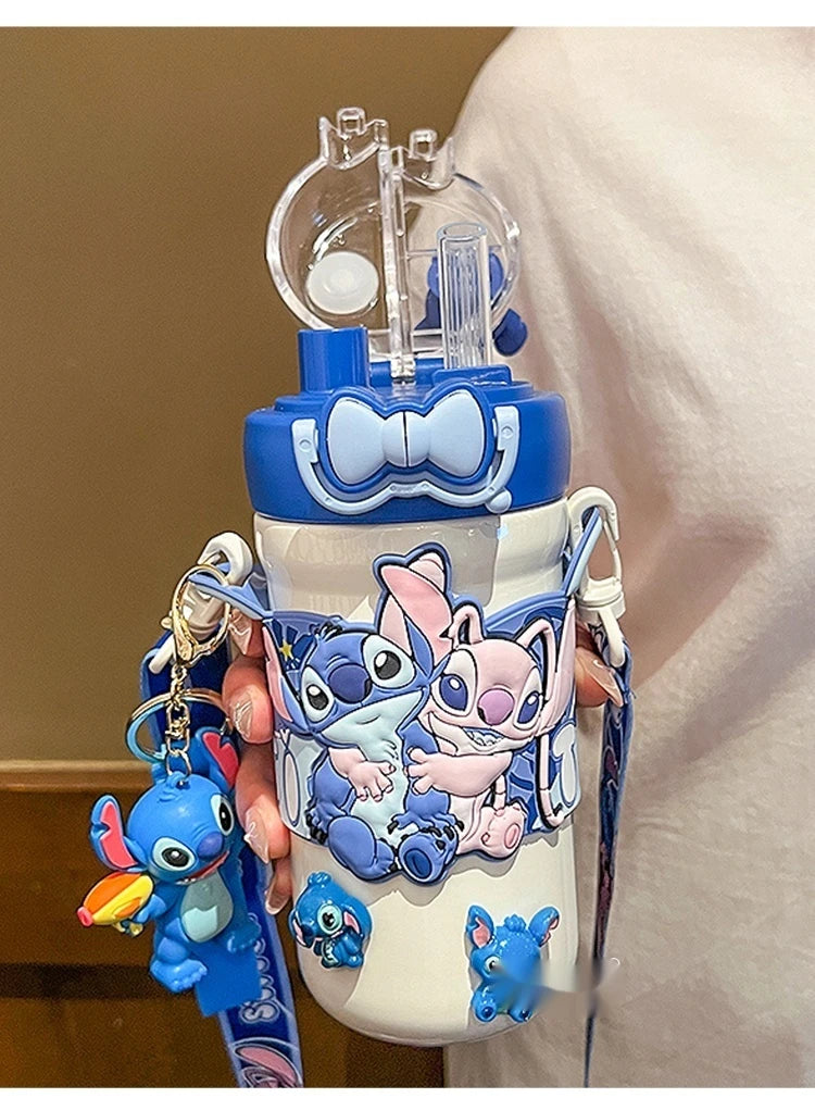 Termo Con Asa y Accesorios Stitch 600ML