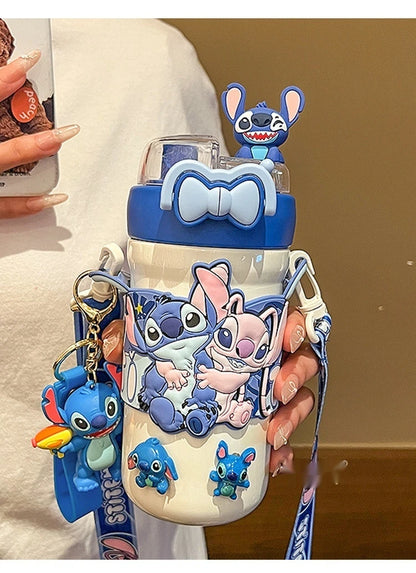 Termo Con Asa y Accesorios Stitch 600ML