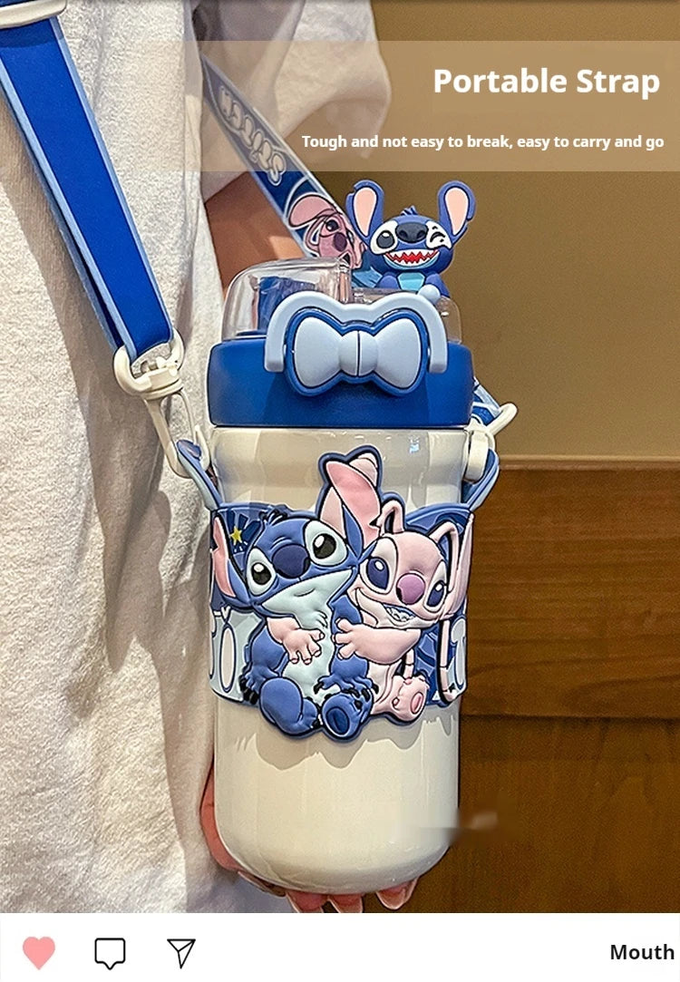 Termo Con Asa y Accesorios Stitch 600ML