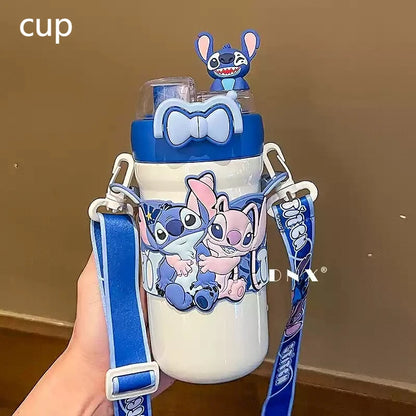 Termo Con Asa y Accesorios Stitch 600ML