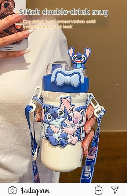Termo Con Asa y Accesorios Stitch 600ML