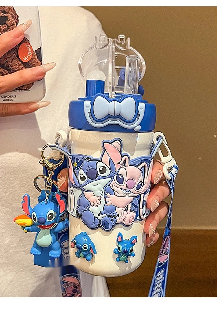 Termo Con Asa y Accesorios Stitch 600ML
