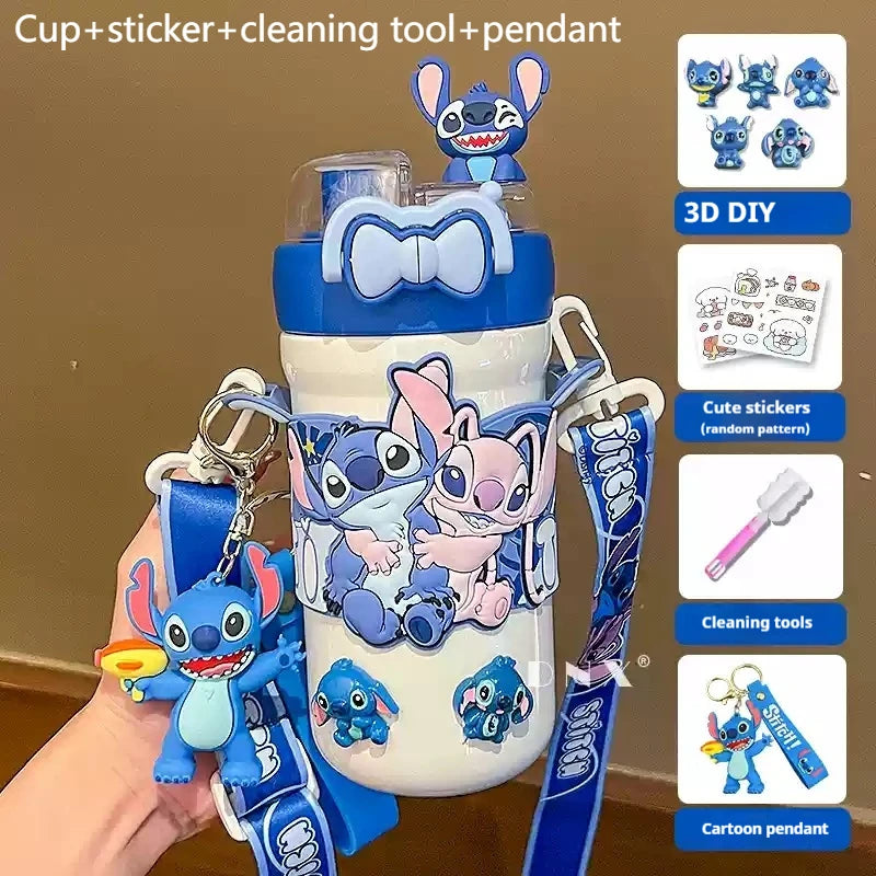Termo Con Asa y Accesorios Stitch 600ML