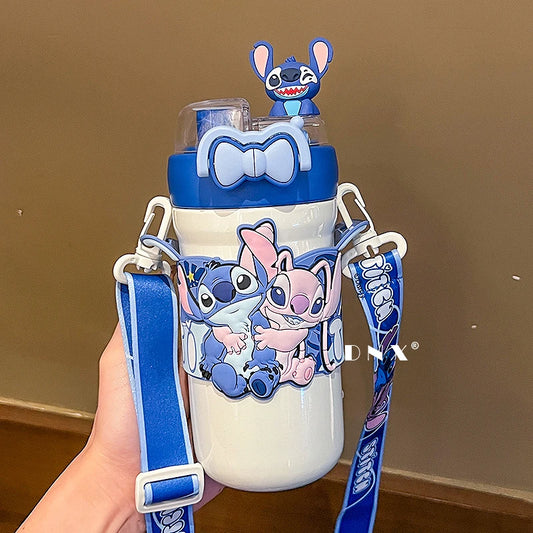 Termo Con Asa y Accesorios Stitch 600ML