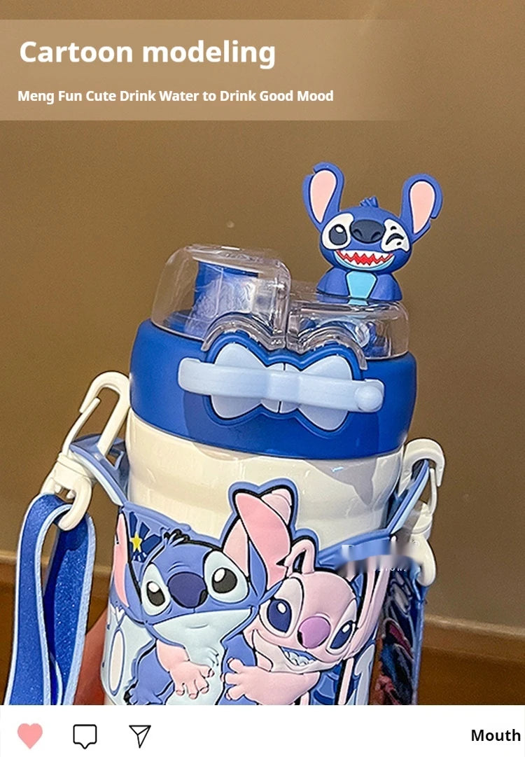 Termo Con Asa y Accesorios Stitch 600ML