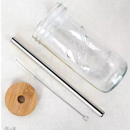 Vaso Cristal FORTNITE 650ML (Pajita acero inoxidable y limpia pajitas de REGALO)